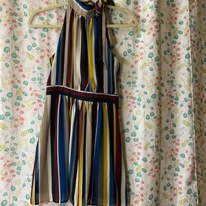 3 hearts striped halter neck dress